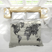 World Map In Watercolor Gray Bedding 86058946