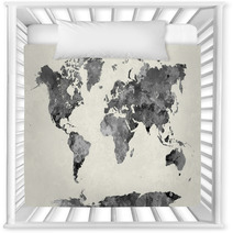 World Map In Watercolor Gray Nursery Decor 86058946