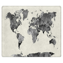 World Map In Watercolor Gray Rugs 86058946