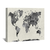 World Map In Watercolor Gray Wall Art 86058946