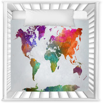 World Map In Watercolor Nursery Decor 118004054