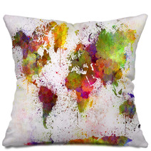 World Map In Watercolor Pillows 86056621