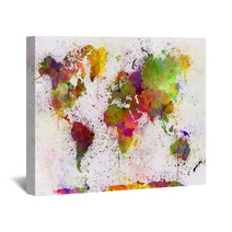 World Map In Watercolor Wall Art 86056621