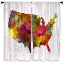 World Map In Watercolor Window Curtains 91618200