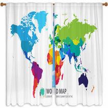 World Map Window Curtains 74491770