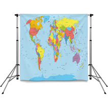 World Map With Countries And City Names Backdrops 79438166
