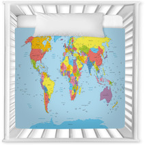 World Map With Countries And City Names Nursery Decor 79438166