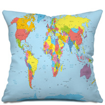 World Map With Countries And City Names Pillows 79438166