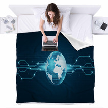 World  Technology Internet Connection Background Blankets 69246934