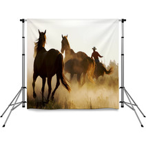 Wrangler Herding Wild Horses Backdrops 2425780