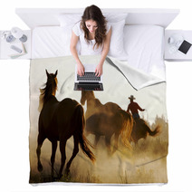 Wrangler Herding Wild Horses Blankets 2425780