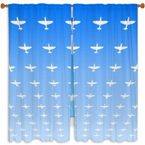 Wwii Fighters Flying Overhead Window Curtains 44784119