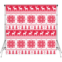 Xmas Nordic Seamless Red Pattern With Deer Backdrops 55554647