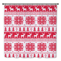 Xmas Nordic Seamless Red Pattern With Deer Bath Decor 55554647
