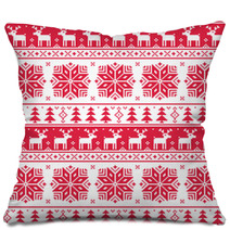Xmas Nordic Seamless Red Pattern With Deer Pillows 55554647