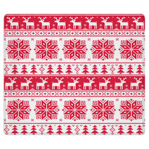 Xmas Nordic Seamless Red Pattern With Deer Rugs 55554647