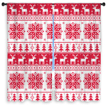 Xmas Nordic Seamless Red Pattern With Deer Window Curtains 55554647