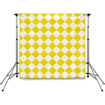 Yellow And White Diagonal Checkers On Textured Fabric Background Backdrops 60577446