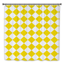 Yellow And White Diagonal Checkers On Textured Fabric Background Bath Decor 60577446