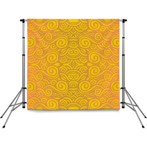 Yellow Background Tile - Seamless Spiral Design Backdrops 71546762