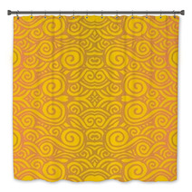 Yellow Background Tile - Seamless Spiral Design Bath Decor 71546762