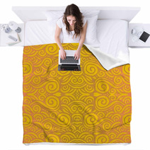 Yellow Background Tile - Seamless Spiral Design Blankets 71546762