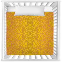 Yellow Background Tile - Seamless Spiral Design Nursery Decor 71546762