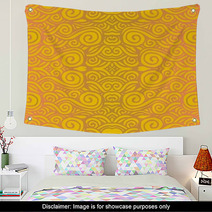 Yellow Background Tile - Seamless Spiral Design Wall Art 71546762