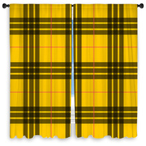 Yellow Color Urban Plaid Pattern Window Curtains 68799677