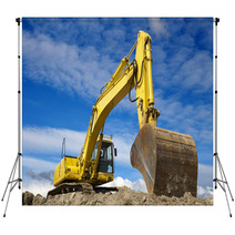 Yellow Excavator Backdrops 41407882