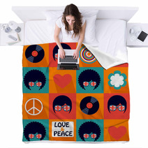 Yellow Pop Art British Musical Pattern Blankets 60479193