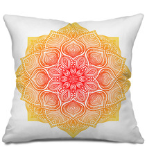 Yellow Red Floral Round Ornament Pillows 101286389