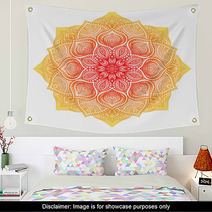 Yellow Red Floral Round Ornament Wall Art 101286389