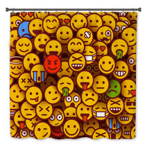 Yellow Smiles Background Emoji Texture Bath Decor 142744025
