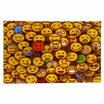 Yellow Smiles Background Emoji Texture Rugs 142744025
