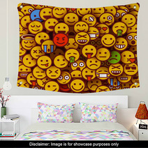 Yellow Smiles Background Emoji Texture Wall Art 142744025