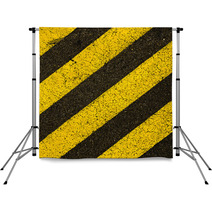 Yellow Striped Road Markings On Black Asphalt. Backdrops 64612100