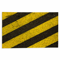 Yellow Striped Road Markings On Black Asphalt. Rugs 64612100