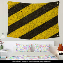 Yellow Striped Road Markings On Black Asphalt. Wall Art 64612100
