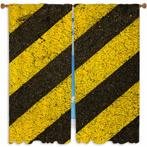 Yellow Striped Road Markings On Black Asphalt. Window Curtains 64612100