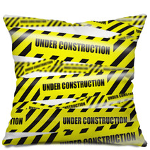 Yellow Warning Caution Ribbon Tape On White Pillows 70716644