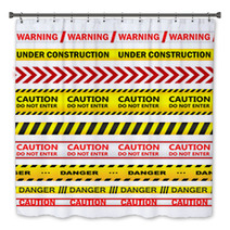 Yellow Warning Tapes With Texts Bath Decor 69557202