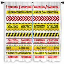 Yellow Warning Tapes With Texts Window Curtains 69557202