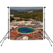 Yellowstone Grand Prismatic Spring Aerial View Backdrops 60875350