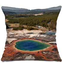 Yellowstone Grand Prismatic Spring Aerial View Pillows 60875350