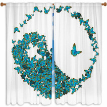 Yin Yang Aus Schmetterlingen Window Curtains 23883229