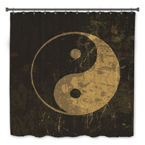 Yin Yang Grunge Icon. With Stained Texture, Vector Bath Decor 51465739