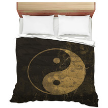 Yin Yang Grunge Icon. With Stained Texture, Vector Bedding 51465739