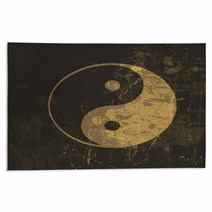 Yin Yang Grunge Icon. With Stained Texture, Vector Rugs 51465739