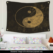 Yin Yang Grunge Icon. With Stained Texture, Vector Wall Art 51465739